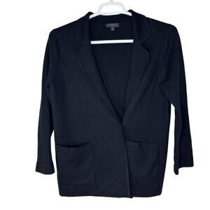 J. Crew Women's Small Sweater Blazer Knit Black 1 Snap Cotton Blend Asymmetrical